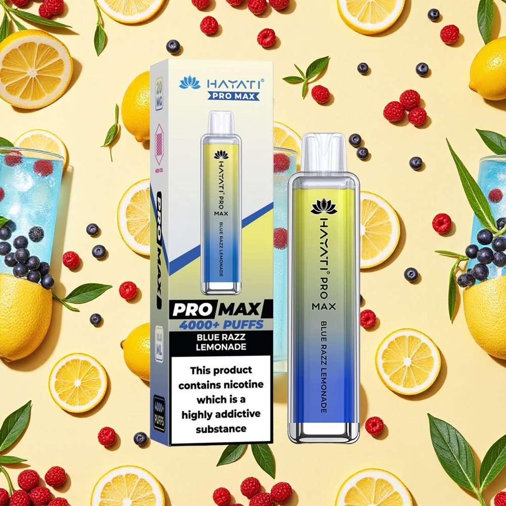 Hayati Pro Max 4000 Puffs Blue Razz Lemonade Dual Mesh Coil 1400mAh Battery Capacity