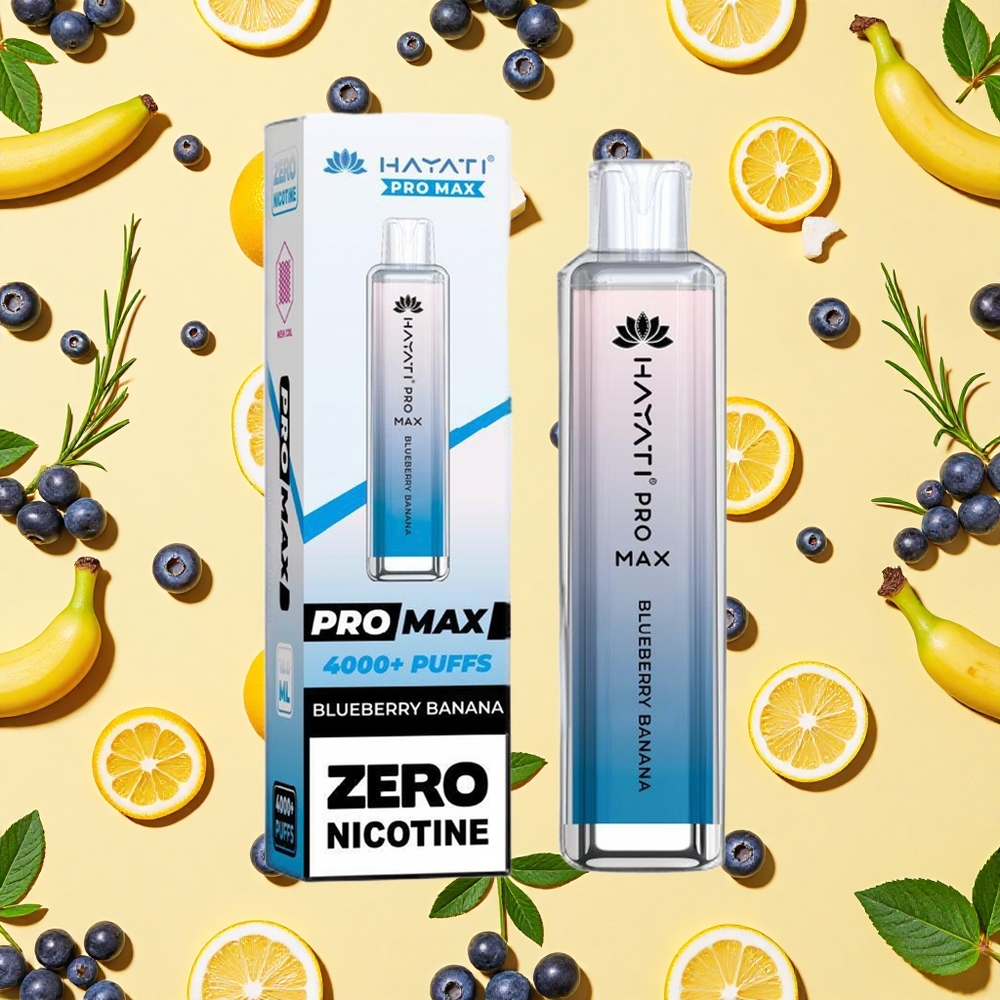Hayati Pro Max 4000 Puffs Blueberry Banana 1400mAh Battery Capacity Dual Mesh Coil