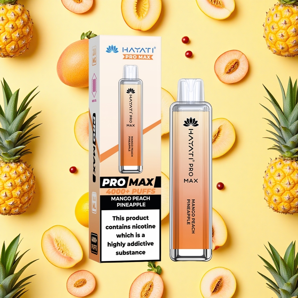 Hayati Pro Max 4000 Puffs Mango Peach Pineapple LED Dual Mesh Coil