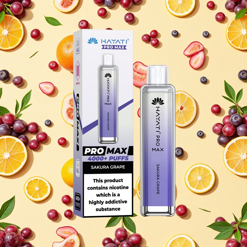 Hayati Pro Max 4000 Puffs Sakura Grape LED Mesh Coil