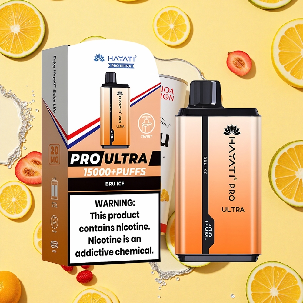 Hayati Pro Ultra 15000 Puffs Bru Ice 850mAh Battery Capacity 24ml E-liquid 2 Nicotine