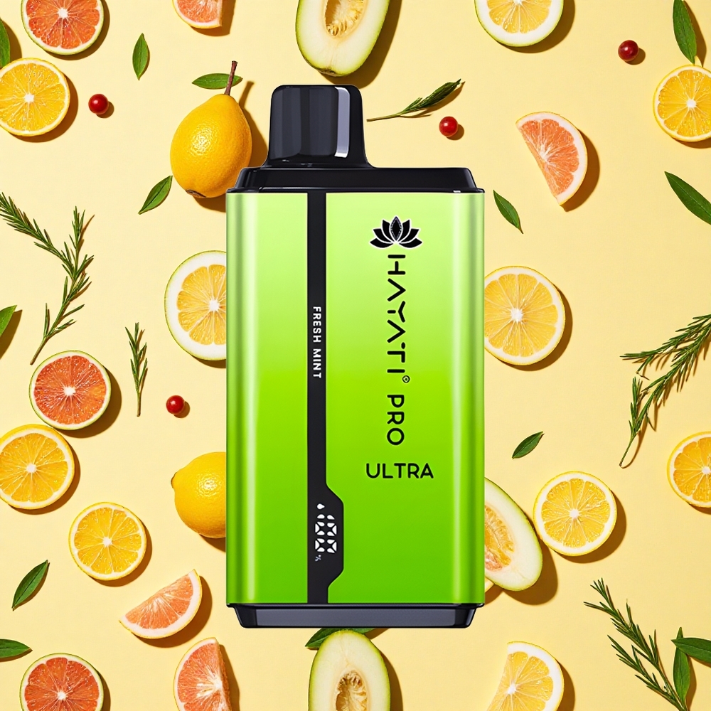 Hayati Pro Ultra 15000 Puffs Fresh Mint Disposable Vape 850mAh Battery Capacity 24ml E-liquid 2 Nicotine