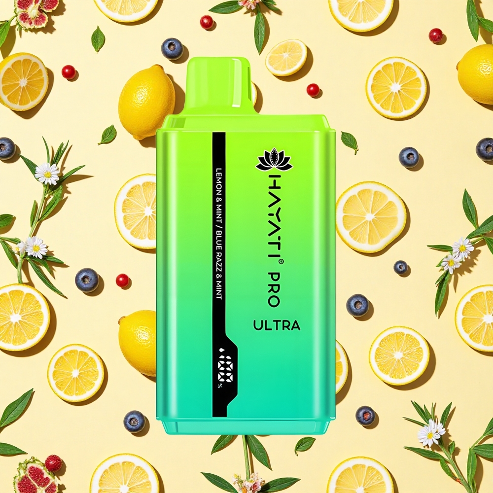 Hayati Pro Ultra 15000 Puffs Lemon Mint Blue Razz 850mAh Battery Capacity 24ml E-liquid