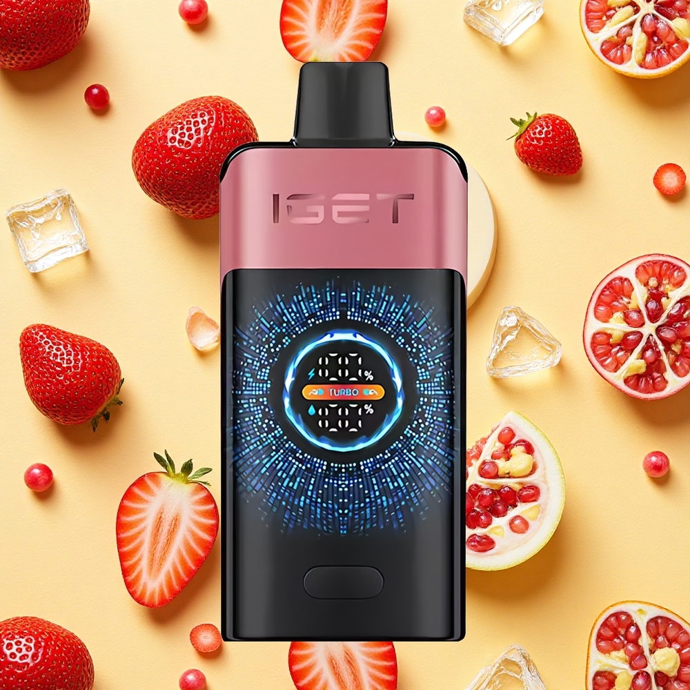 IGET ONE 12000 Puffs Dual Mesh Coil Strawberry Pomegranate Ice 2700mAh Battery Capacity Color Screen