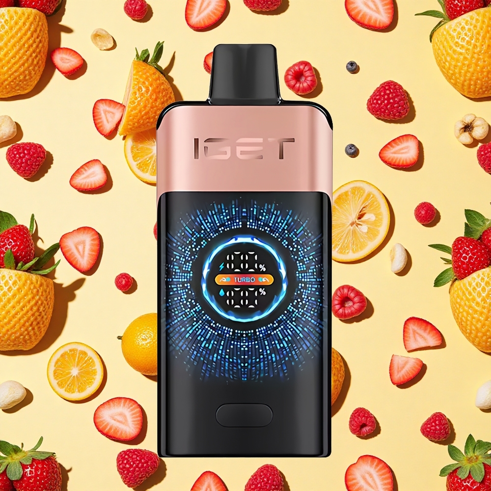 IGET ONE 12000 Puffs Strawberry Raspberry 2700mAh Battery Capacity Curved Screen Disposable Vape