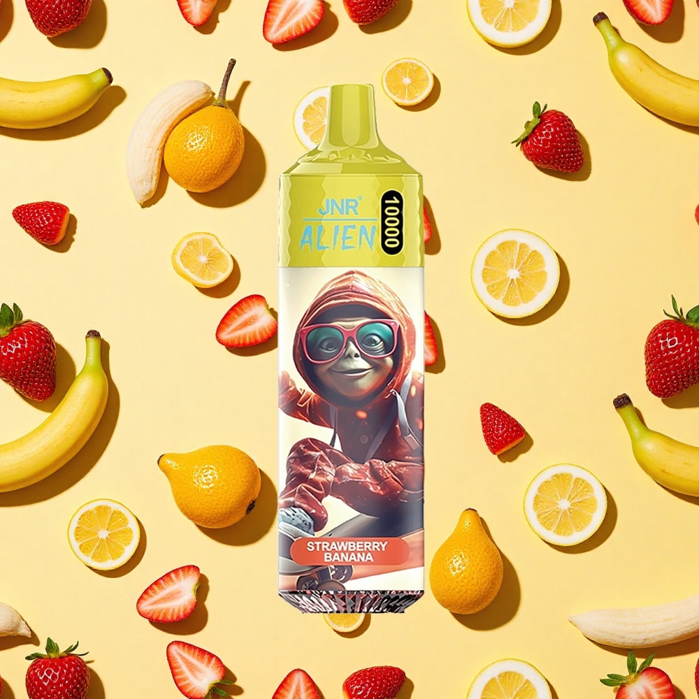 JNR Alien 10000 Puffs Strawberry Banana 850mAh Battery Capacity LED (RGB) lights Sporty