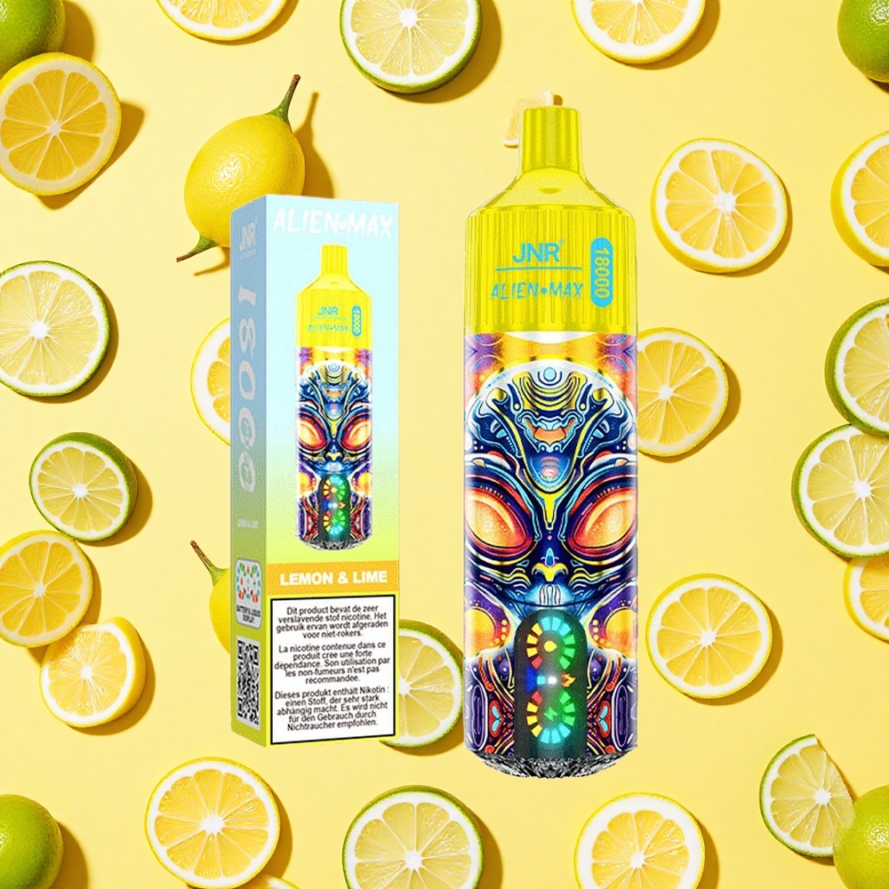 JNR Alien Max 18000 Puffs Lemon  Lime Dual Mesh Coil Type-C Charging 28ml E-liquid