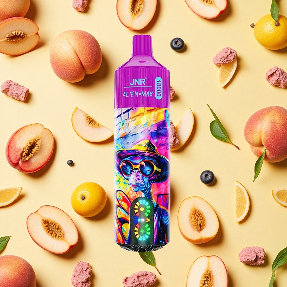 JNR Alien Max 18000 Puffs Peach Blueberry Candy Dual Mesh Coil 28ml E-liquid