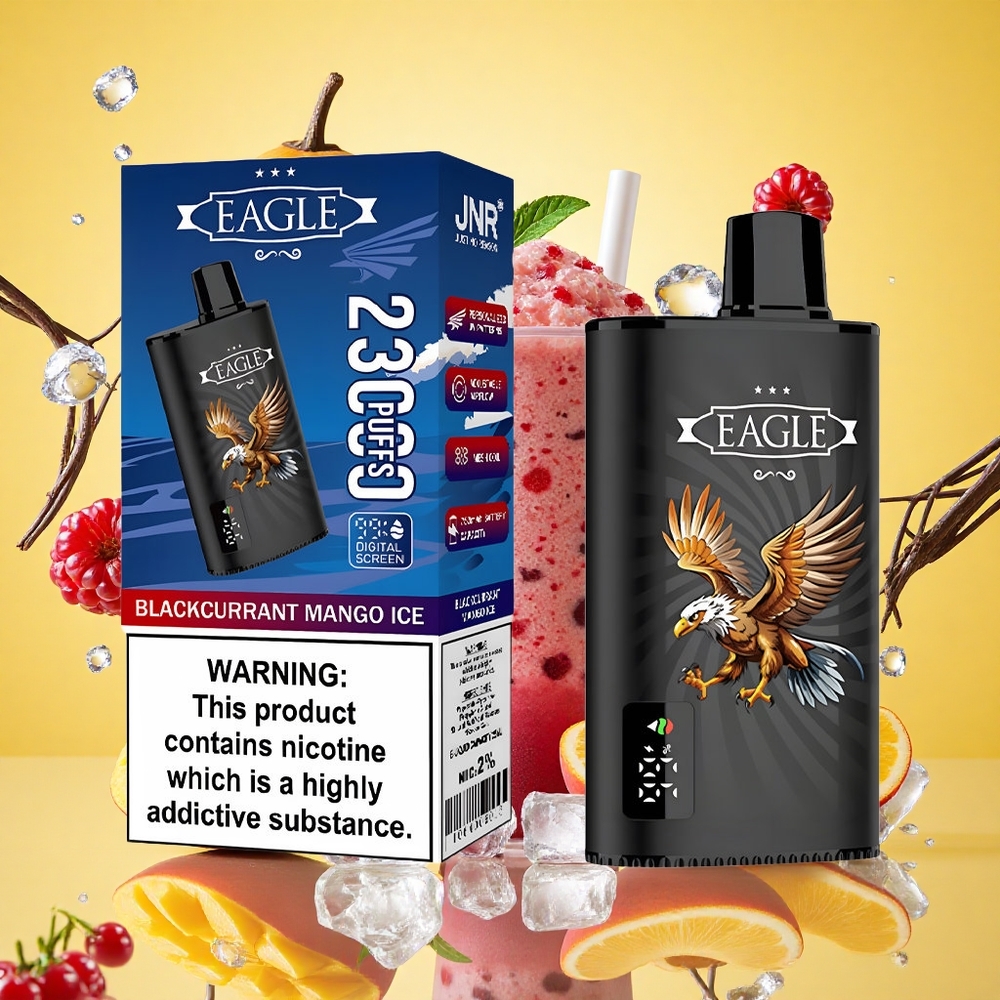 JNR EAGLE Smart 23000 Puffs Blackcurrant Mango Ice Digital Screen Mesh Coil Type-C Charging