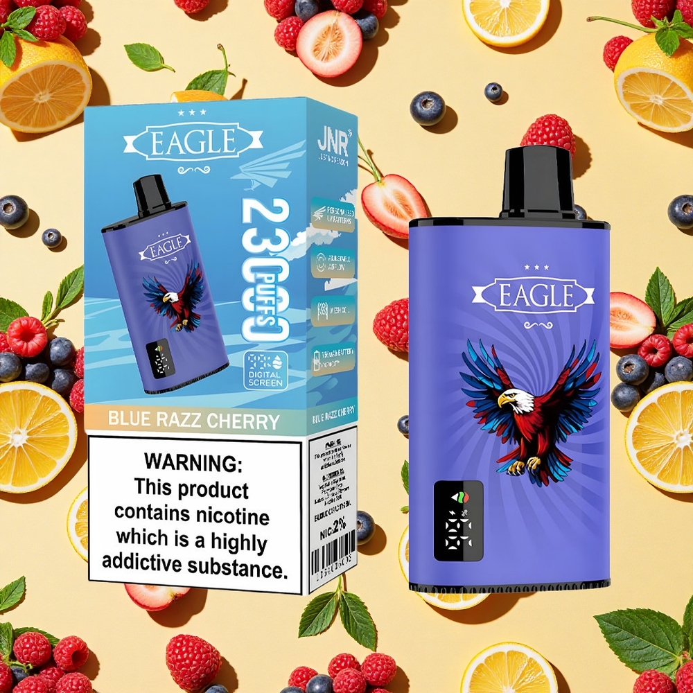 JNR EAGLE Smart 23000 Puffs Blue Razz Cherry Digital Mesh Coil 25ml E-liquid