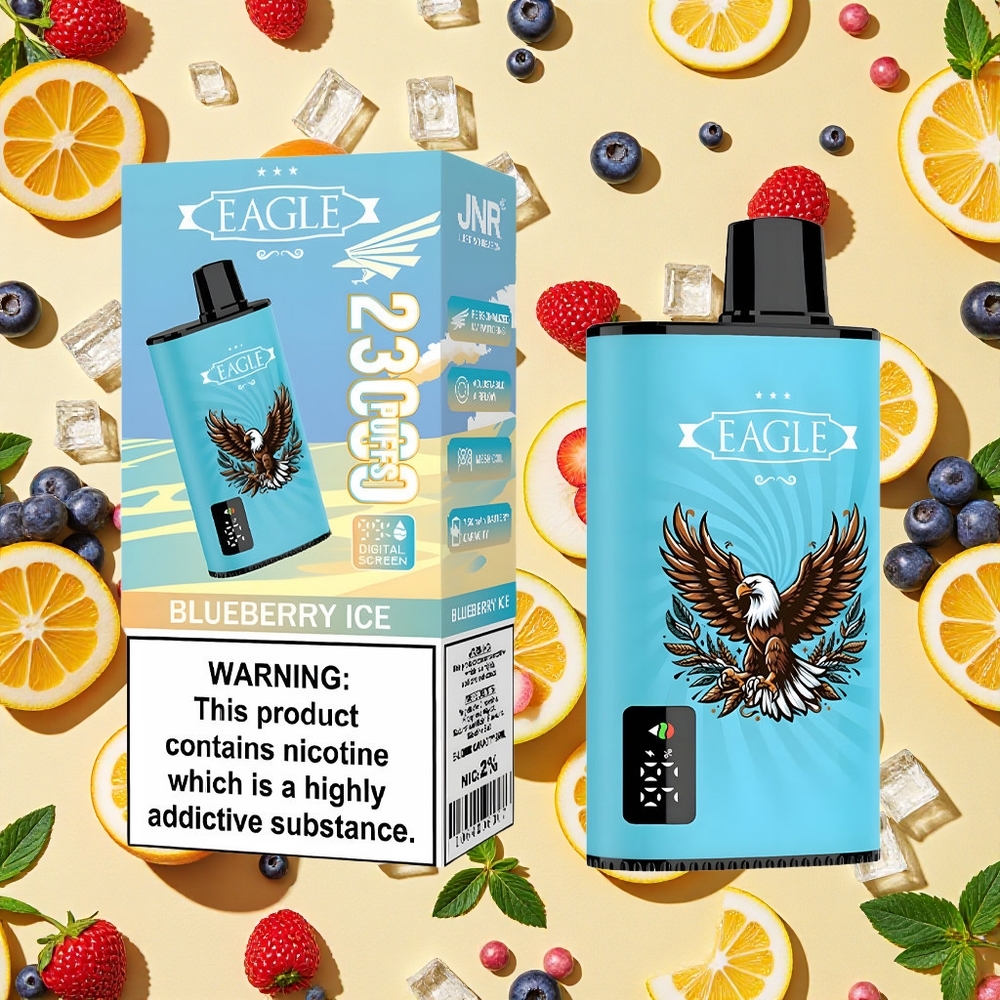JNR EAGLE Smart 23000 Puffs Blueberry Ice Digital Screen 10ohm Mesh Coil 750mAh Battery Capacity