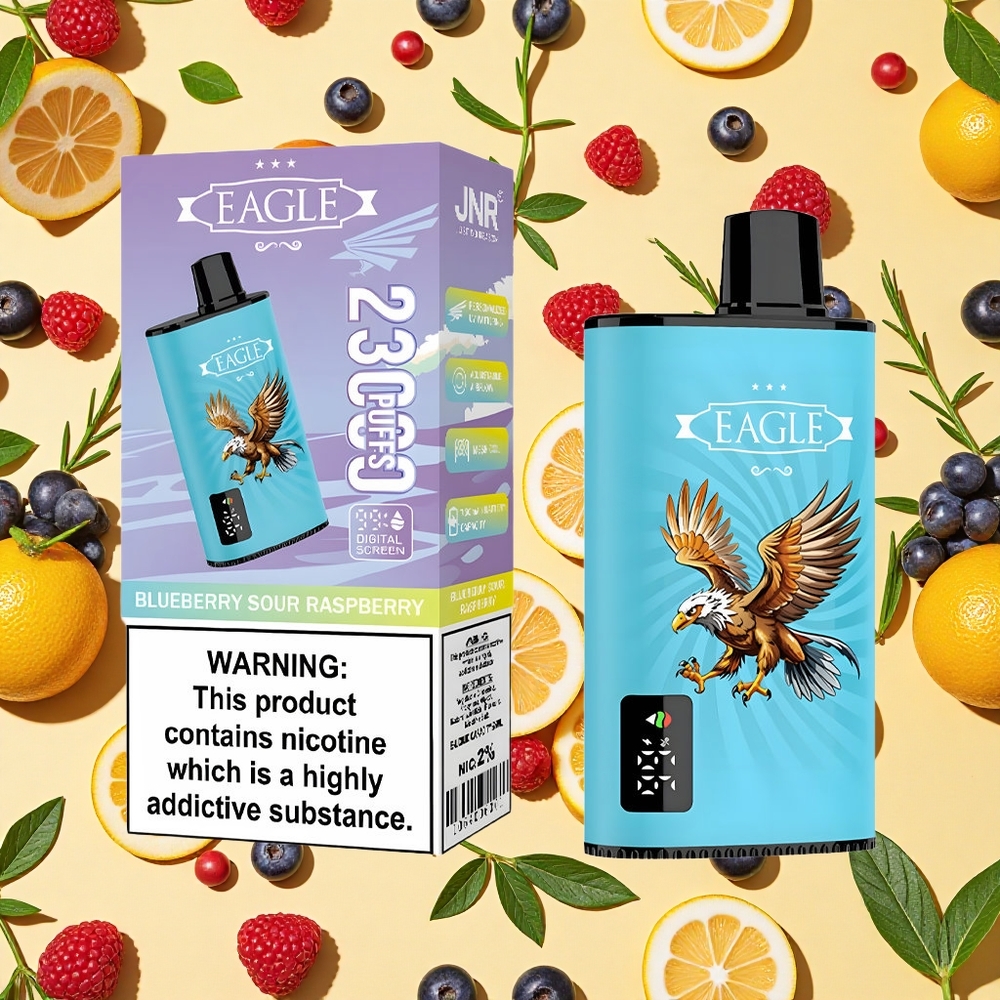 JNR EAGLE Smart 23000 Puffs Blueberry Sour Raspberry Digital Screen Mesh Coil Type-C Charging