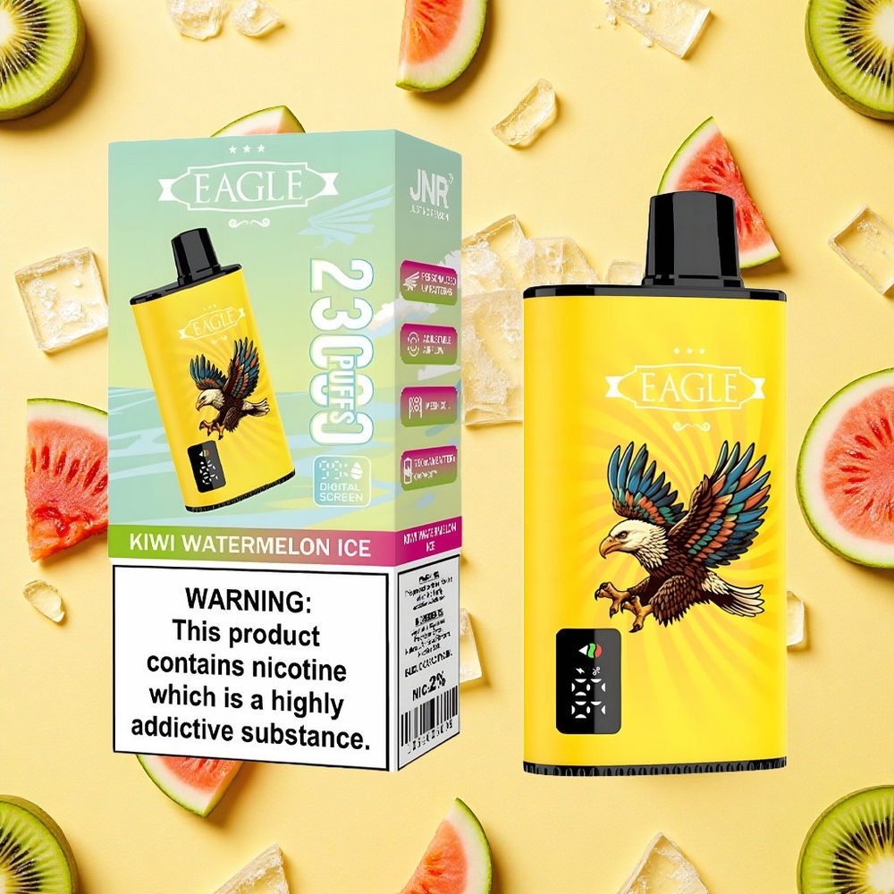 JNR EAGLE Smart 23000 Puffs Kiwi Watermelon Ice Digital Screen 10ohm Mesh Coil 25ml E-liquid