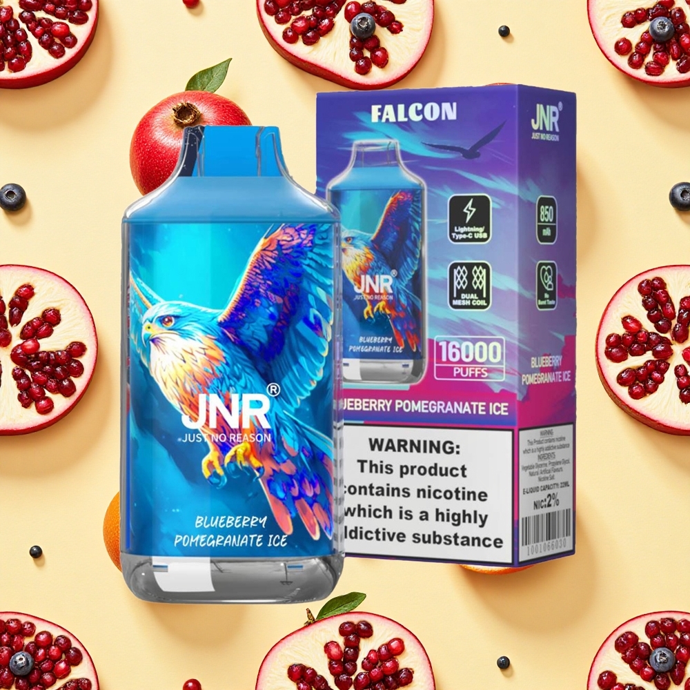 JNR Falcon 16000 Puffs 22ml E-liquid Dual Mesh Coil Blueberry Pomegranate Ice
