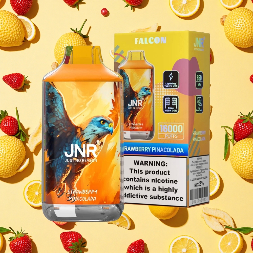 JNR Falcon 16000 Puffs 22ml E-liquid Dual Mesh Coil Strawberry Pina Colada
