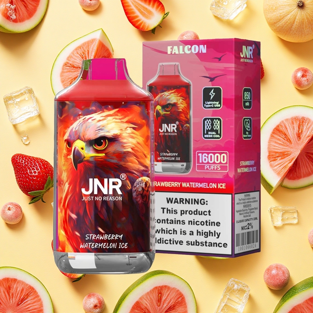 JNR Falcon 16000 Puffs Strawberry Watermelon Ice 22ml E-liquid Dual Mesh Coil LED
