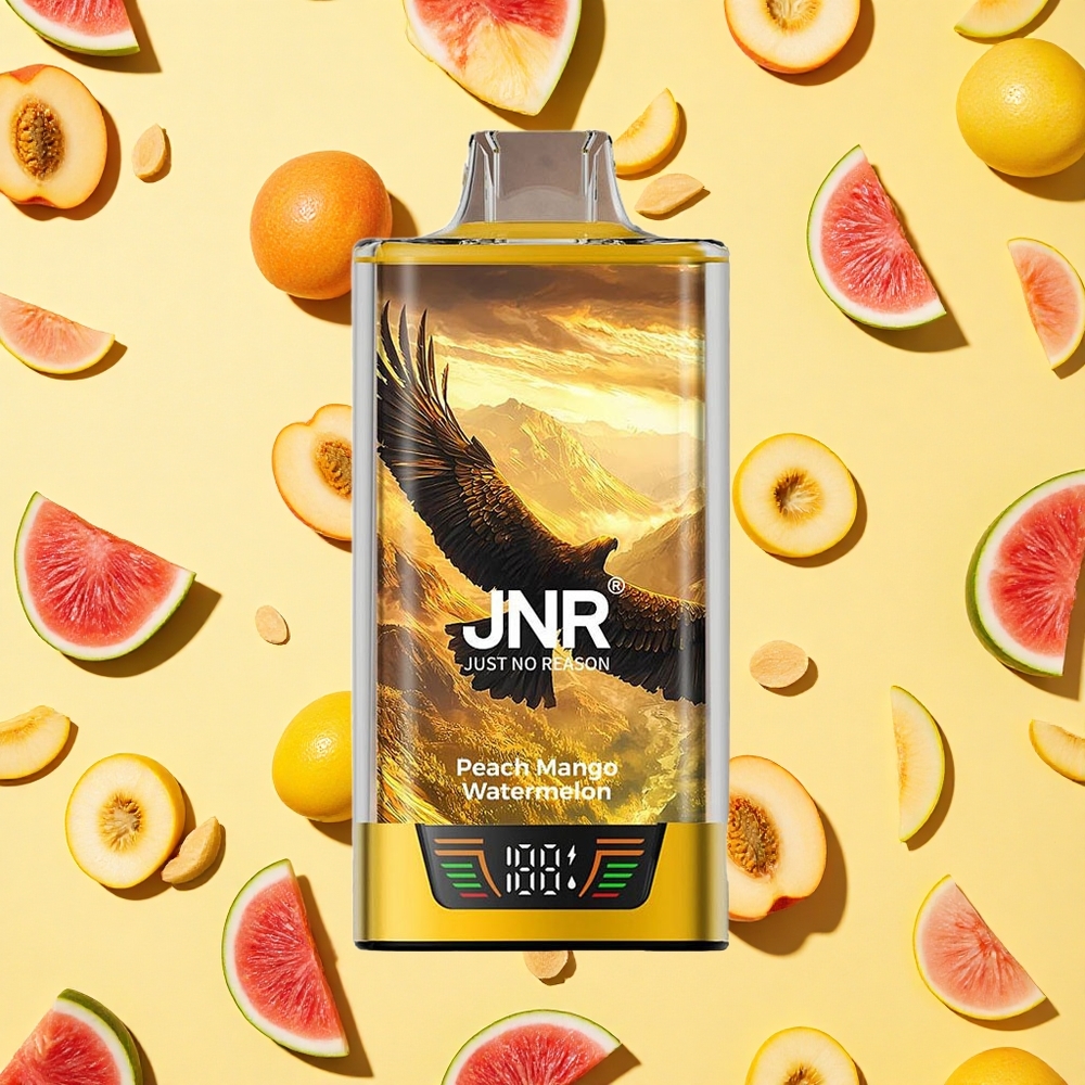 JNR Falcon Pro 28000 Peach Mango Watermelon 30ml E-liquid 5 USB-C Smart Display Dual Mesh Coil