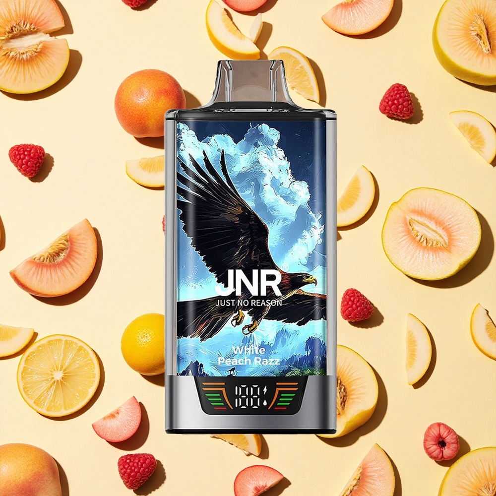 JNR Falcon Pro 28000 Puffs White Peach Razz 30ml E-liquid 5 Nicotine Dual Mesh Coil
