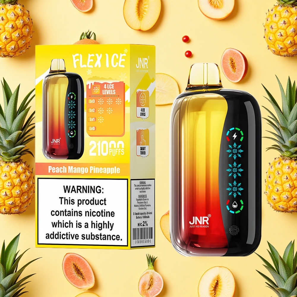 JNR Flex Ice 21000 Puffs Peach Mango Pineapple 26ml E-liquid Airflow Touch 12Ohm