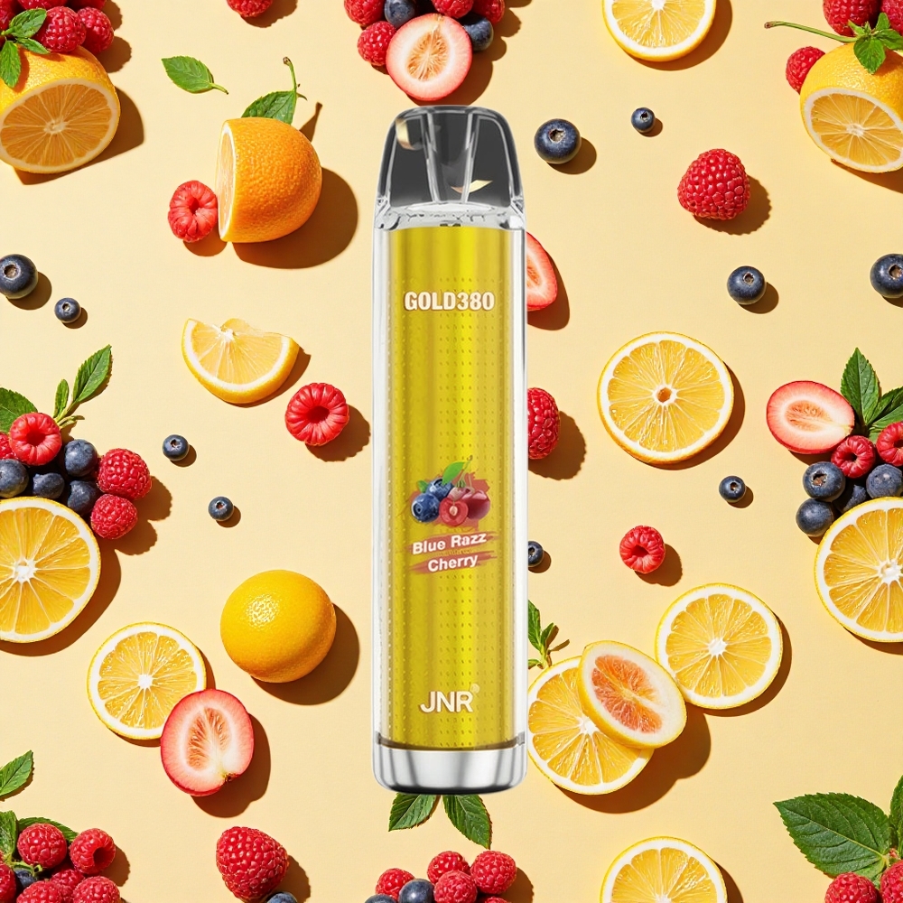 JNR Gold380 6000 Puffs 13ml E-liquid 025 Nicotine Blue Razz Cherry Disposable Vape