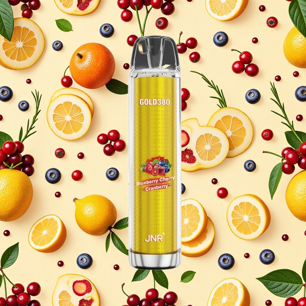 JNR Gold380 6000 Puffs 13ml E-liquid 025 Nicotine Blueberry Cherry Cranberry