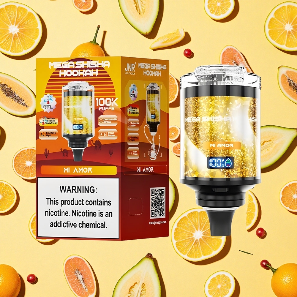 JNR Mega Shisha Hookah 100K 60ml E-liquid 2200mAh Battery Capacity Desktop Mi Amor