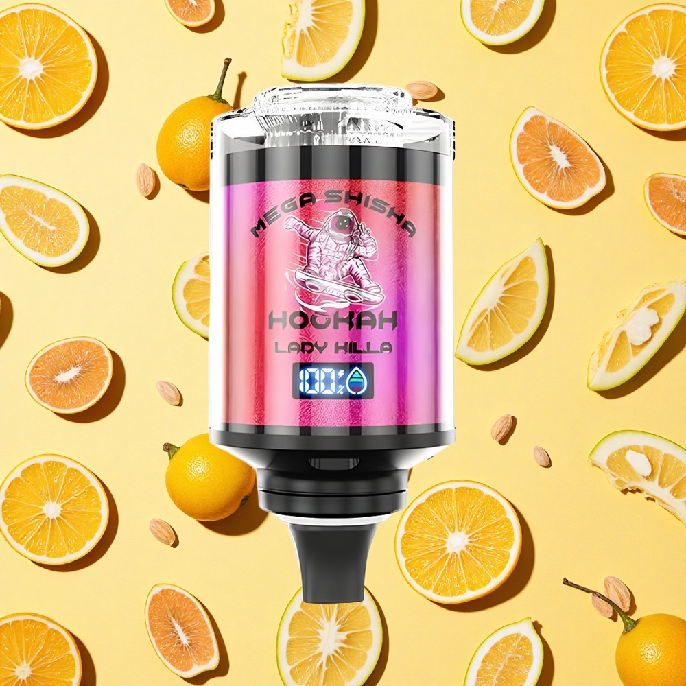 JNR Mega Shisha Hookah 100K 60ml E-liquid 2200mAh Battery Capacity Type-C Charging Lady Killa