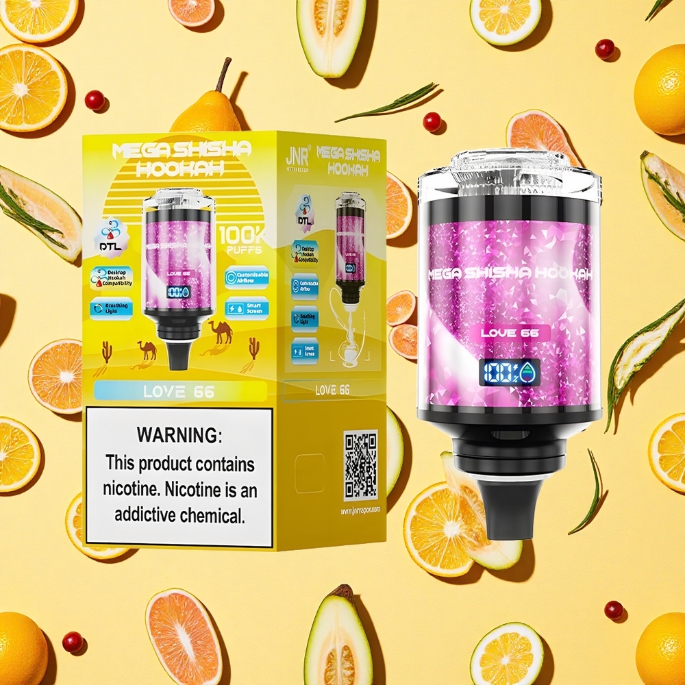 JNR Mega Shisha Hookah 100K 60ml E-liquid Type-C Charging 2200mAh Battery Capacity Love 66 Desktop Hookah