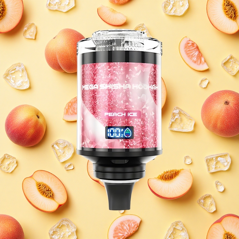 JNR Mega Shisha Hookah 100K Desktop 60ml E-liquid Peach Ice 2200mAh Battery Capacity Smart Screen