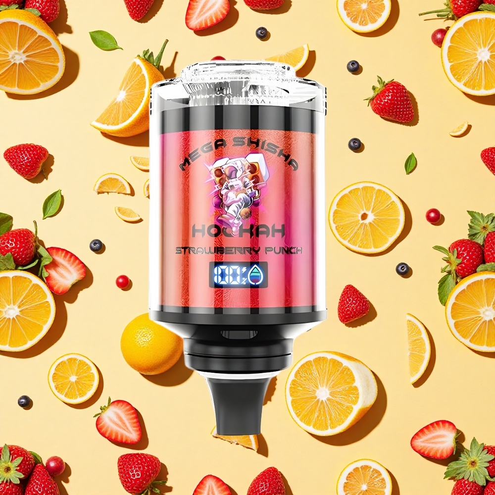 JNR Mega Shisha Hookah 100K Strawberry Punch 60ml E-liquid 2200mAh Battery Capacity Type-C Charging