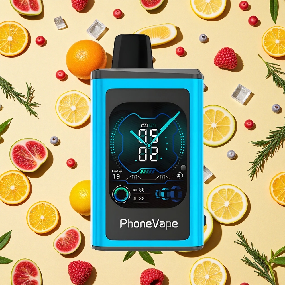 JNR PhoneVape 30000 850mAh Battery Capacity Type-C Charging Battery Blue Razz Ice App Control
