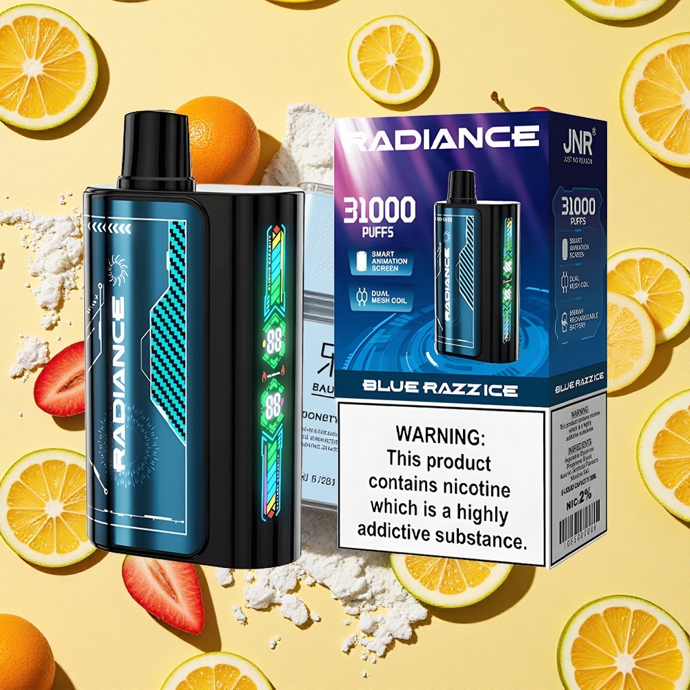 JNR Radiance 31000 Puffs 28ml E-liquid Dual Mesh Coil Blue Razz Ice