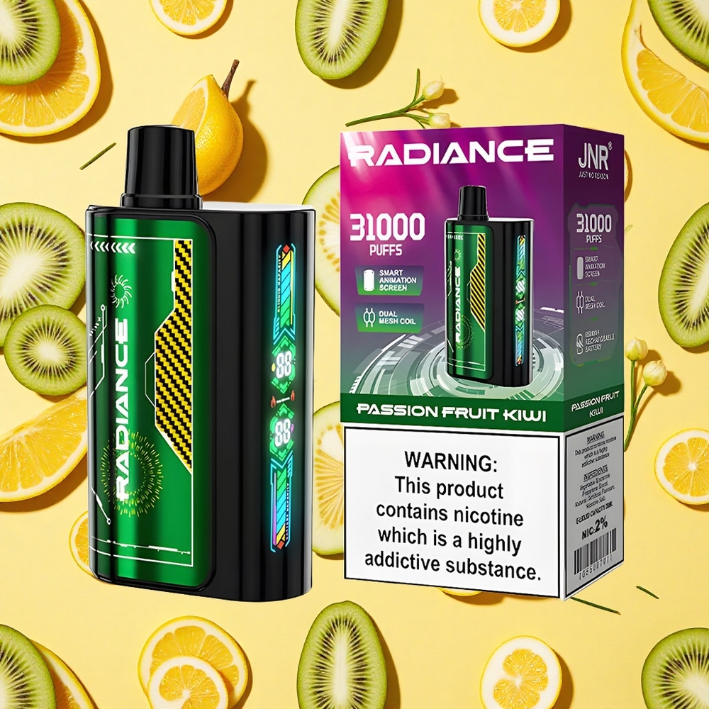 JNR Radiance 31000 Puffs Passion Fruit Kiwi 28ml E-liquid Dual Mesh Coil Type-C Charging