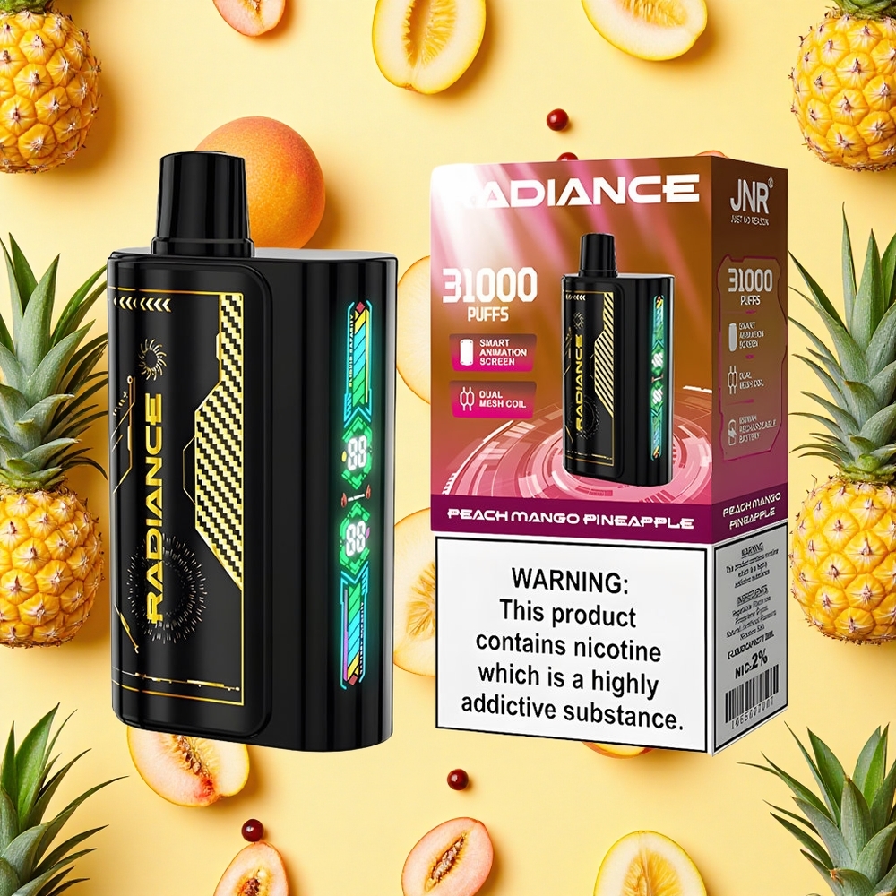 JNR Radiance 31000 Puffs Peach Mango Pineapple 28ml E-liquid Dual Mesh Coil 950mAh Battery Capacity