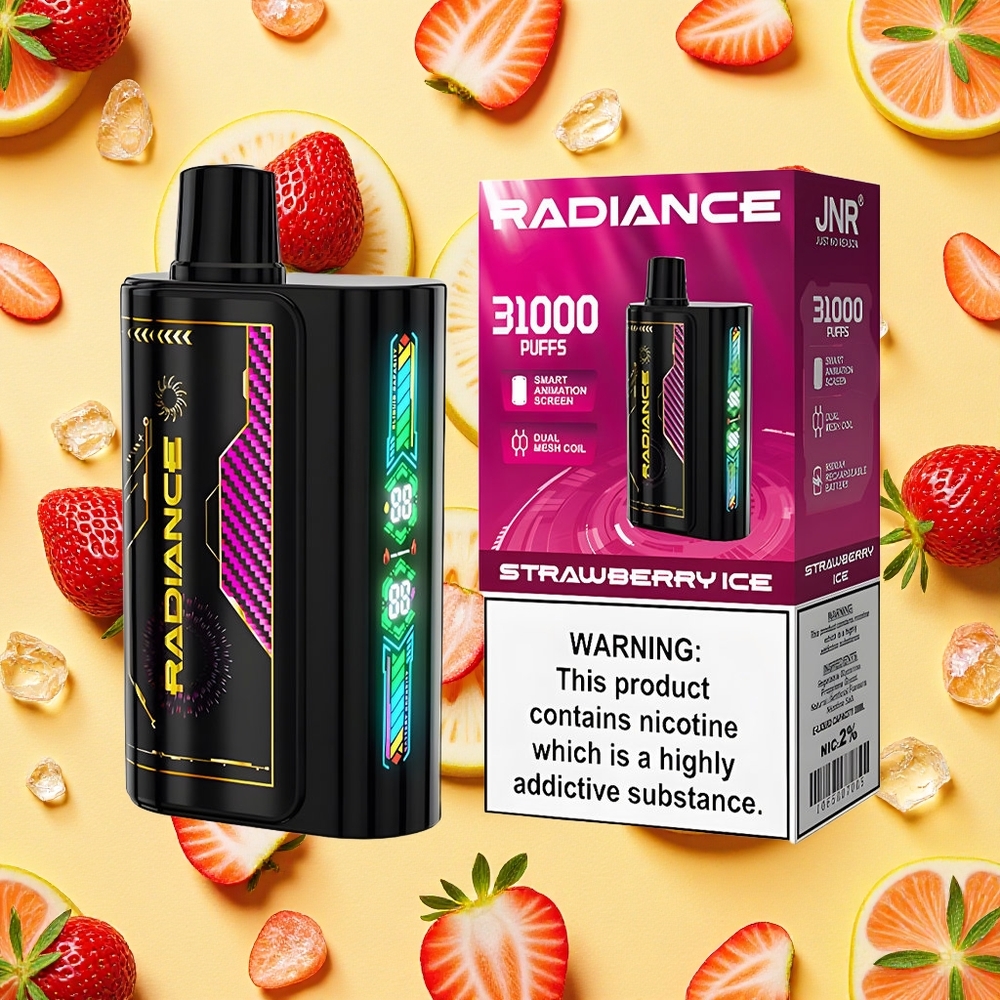 JNR Radiance 31000 Puffs Strawberry Ice 28ml E-liquid Dual Mesh Coil 950mAh Battery Capacity