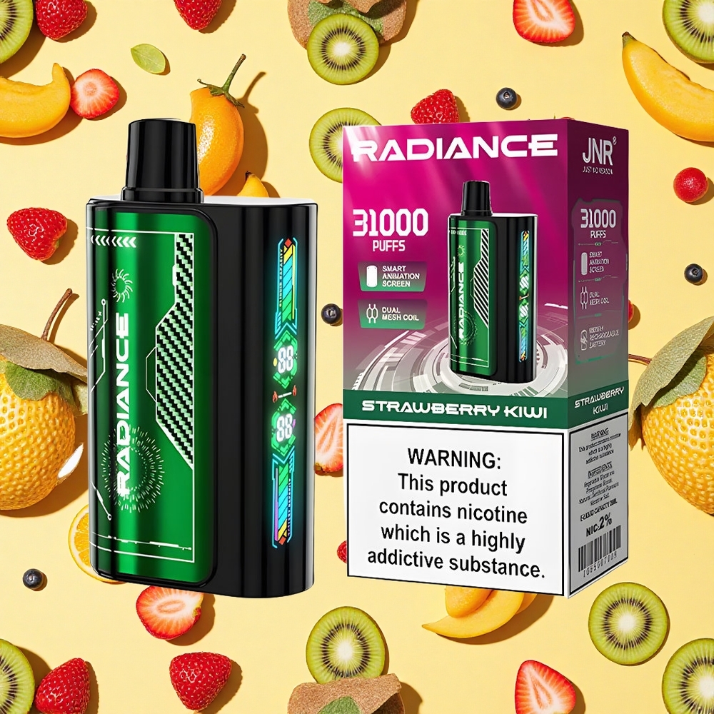 JNR Radiance 31000 Puffs Strawberry Kiwi 28ml E-liquid Dual Mesh Coil 950mAh Battery Capacity