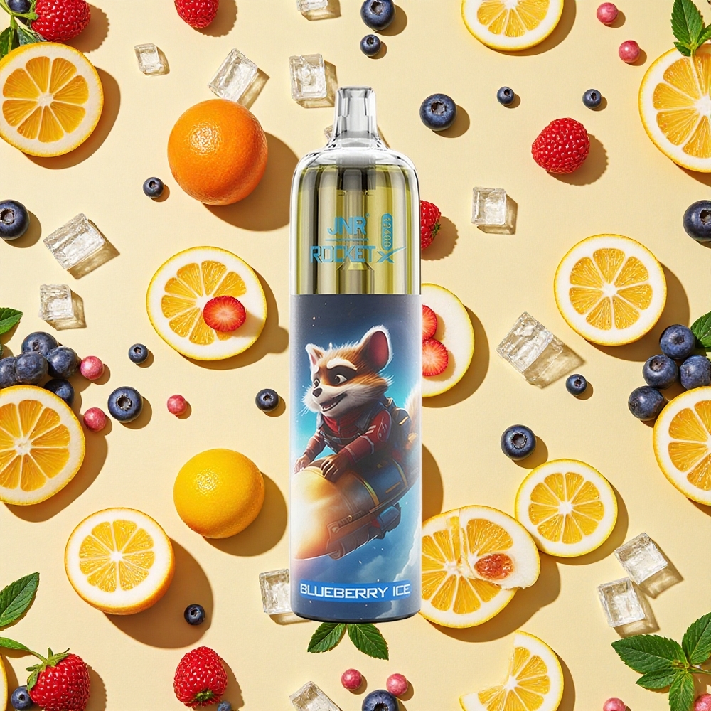 JNR Rocket-X 12400 Puffs Blueberry Ice Adjustable Airflow RGB Mesh Coil Type-C Charging