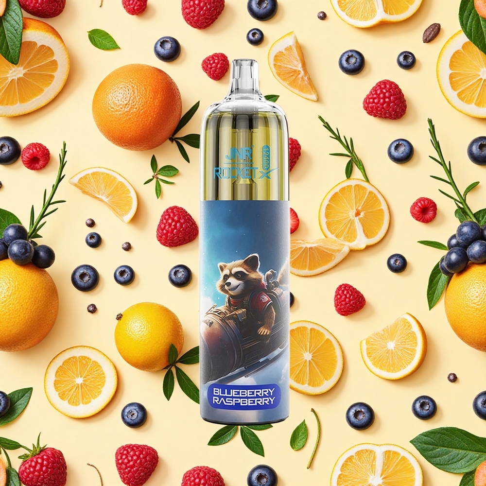 JNR Rocket-X 12400 Puffs Blueberry Raspberry RGB Airflow Mesh Coil 850mAh Battery Capacity 25ml E-liquid