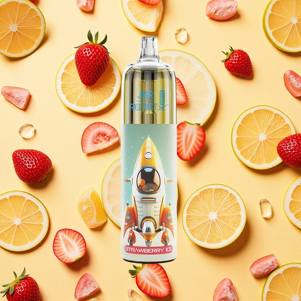 JNR Rocket-X 12400 Puffs Strawberry Ice RGB Airflow Mesh Coil 850mAh Battery Capacity Type-C Charging