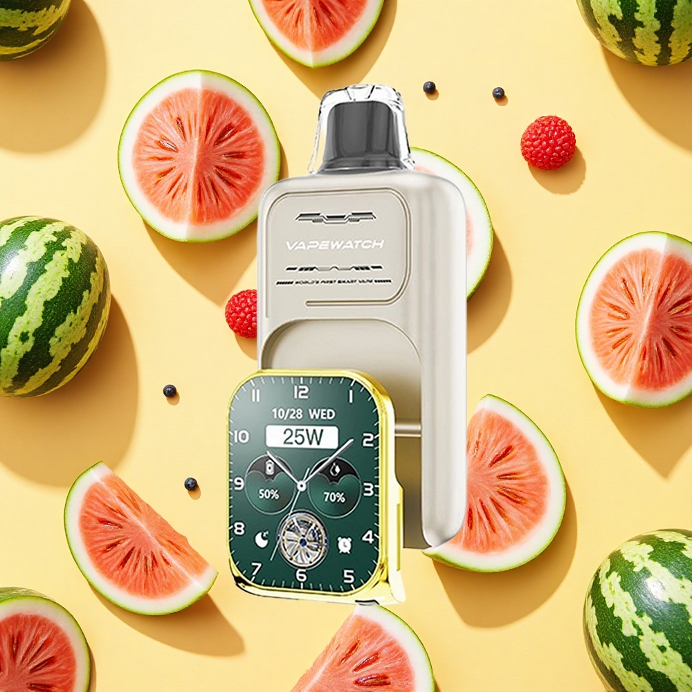JNR VapeWatch 30000 Puffs 19ml E-liquid 025 Nicotine Watermelon Ice Dual Mesh Coil Type-C Charging