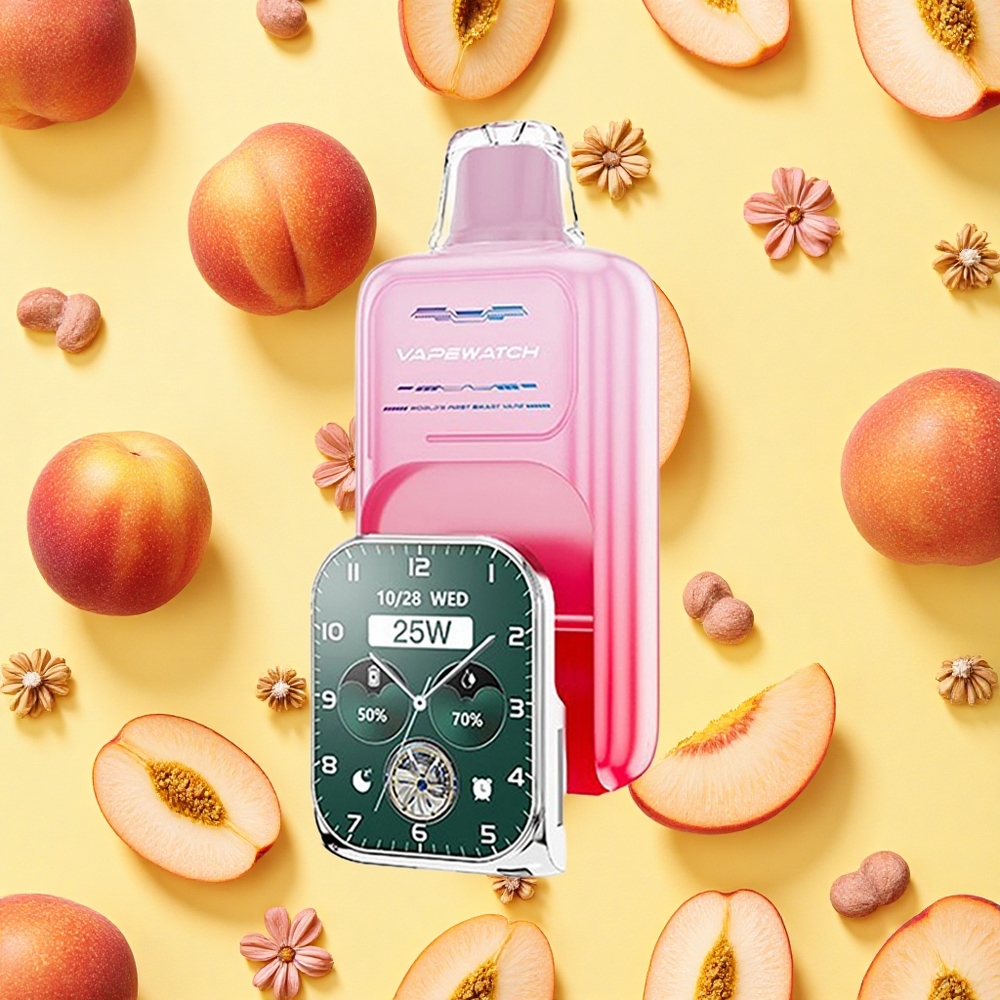 JNR VapeWatch 30000 Puffs 19ml E-liquid 5 Nicotine Georgia Peach Dual Mesh Coil Type-C Charging