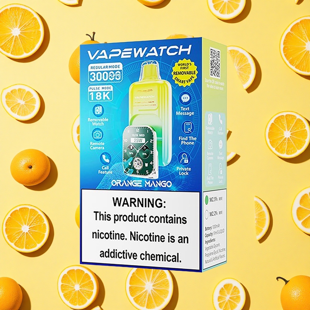 JNR VapeWatch 30000 Puffs 19ml E-liquid 5 Nicotine Orange Mango Dual Mesh Coil