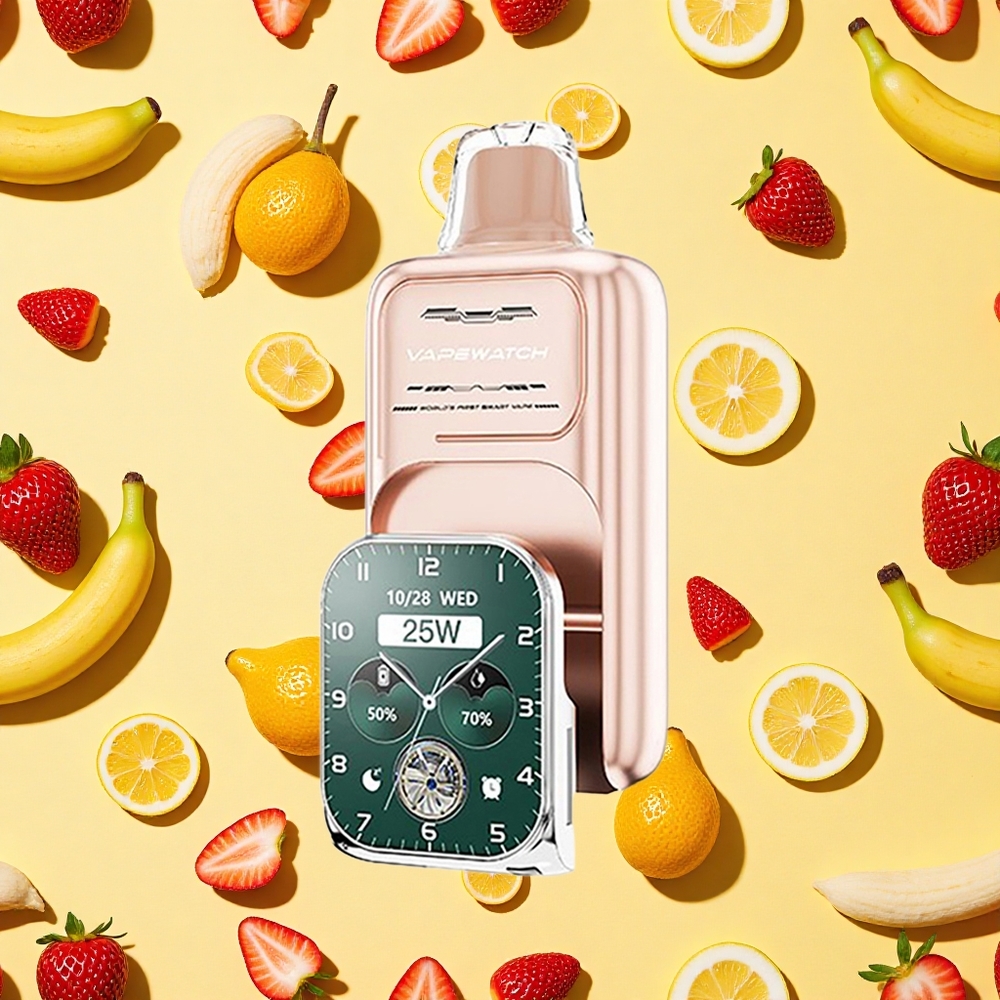 JNR VapeWatch 30000 Puffs 19ml E-liquid 5 Nicotine Strawberry Banana Dual Mesh Coil Type-C Charging