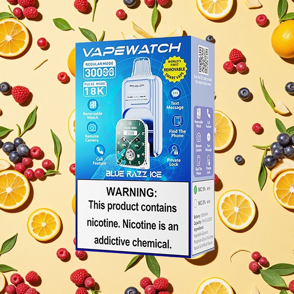 JNR VapeWatch 30000 Puffs Dual Mesh Coil 19ml E-liquid 5 Blue Razz Ice