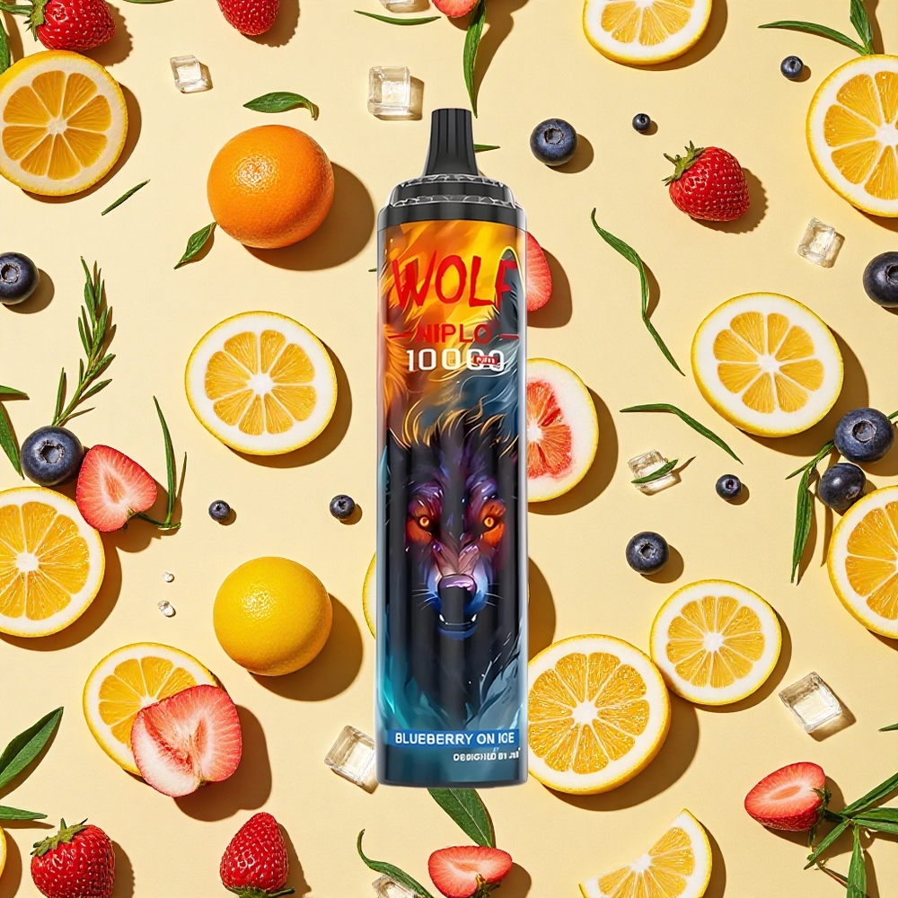 JNR Wolf Niplo 10000 Puffs 20ml E-liquid 025 Nicotine Mesh Coil 10 Ohm Blueberry On Ice