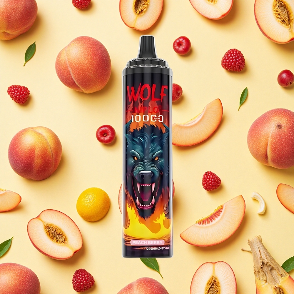 JNR Wolf Niplo 10000 Puffs Peach Berry Mesh Coil 20ml E-liquid Type-C Charging