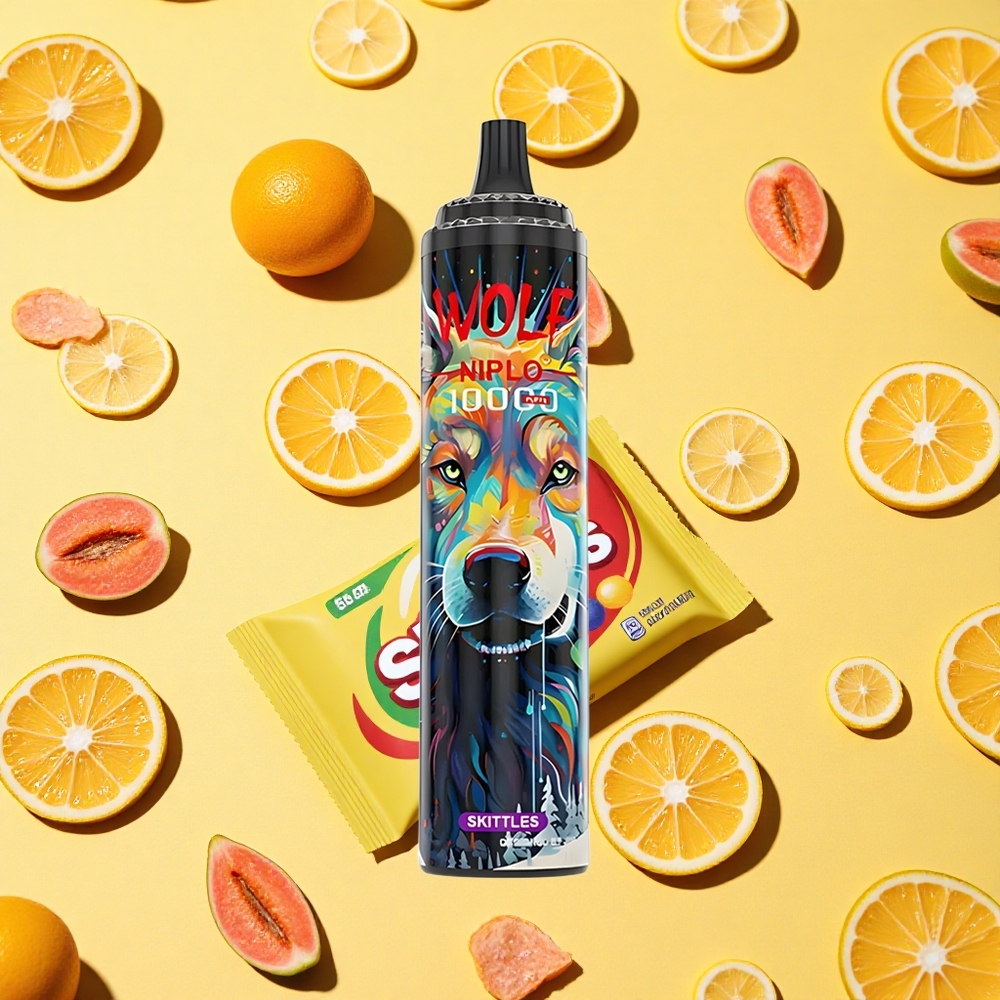 JNR Wolf Niplo 10000 Puffs Skittles Mesh Coil 10Ohm 20ml E-liquid 025 Nicotine Type-C Charging