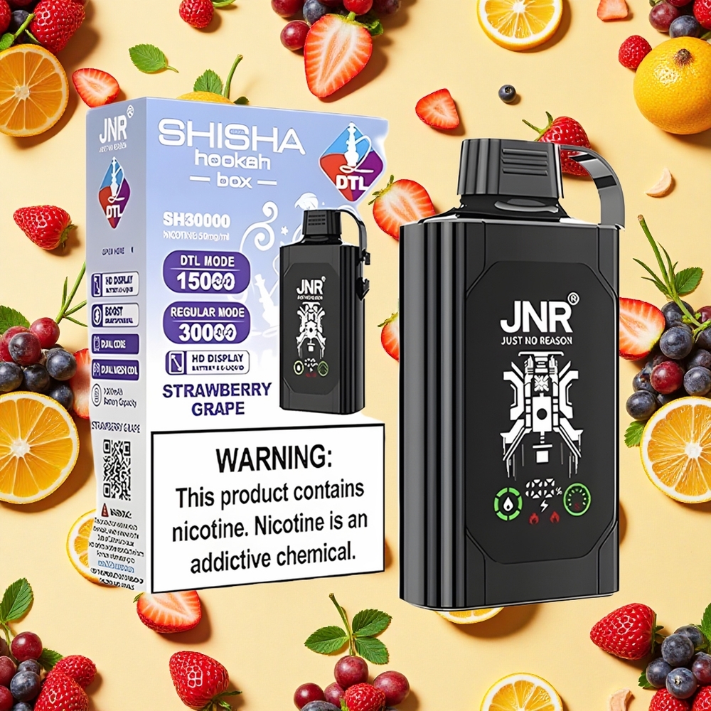 Shisha Hookah Box 20500 Puffs Strawberry Grape 25ml E-liquid 1000mAh Battery Capacity Dual Mesh Coil