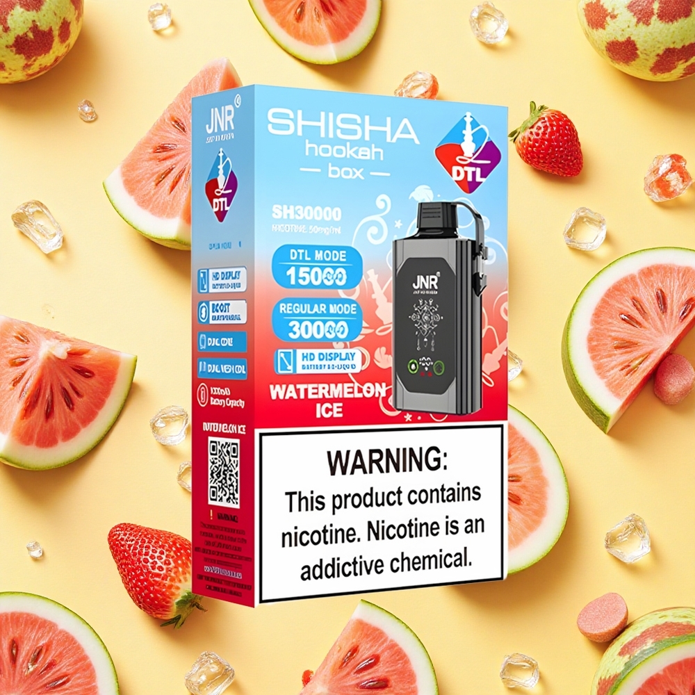Shisha Hookah Box 20500 Puffs Watermelon Ice HD Display 1000mAh Battery Capacity Type-C Charging