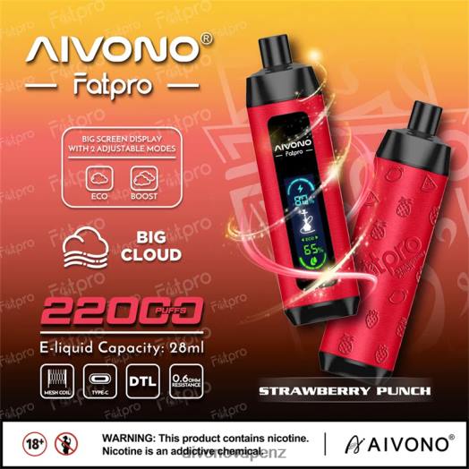 Strawberry Punch Aivono Fatpro 22000 V2D48 | Aivono Vape Review